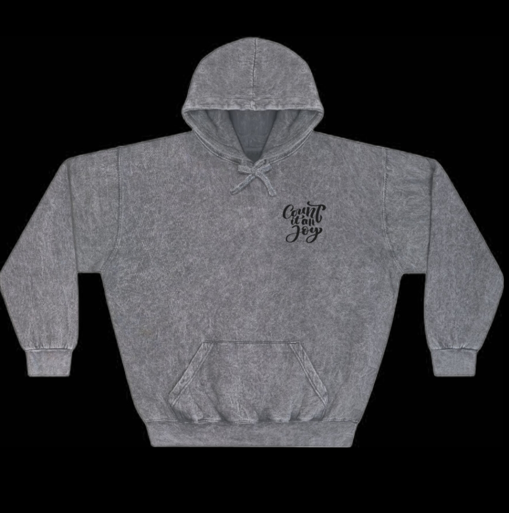 Mineral Wash Hoodie - Count It All Joy Bible Verse For Believers